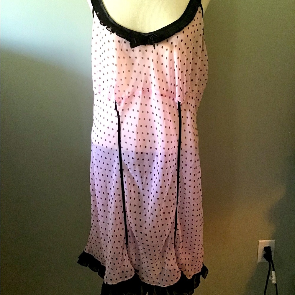 Pennington’s sexy plus-sized sheer, polka dot nightgown